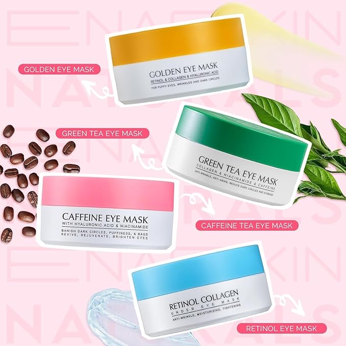Under Eye Patches for Puffiness and Dark Circles: Caffeine Gel Masks for Undereye Wrinkles Bags - Instant Moisturizing Brightening Skincare Pads - Gift for Women Mom Wife - 30 Pairs (Rose)