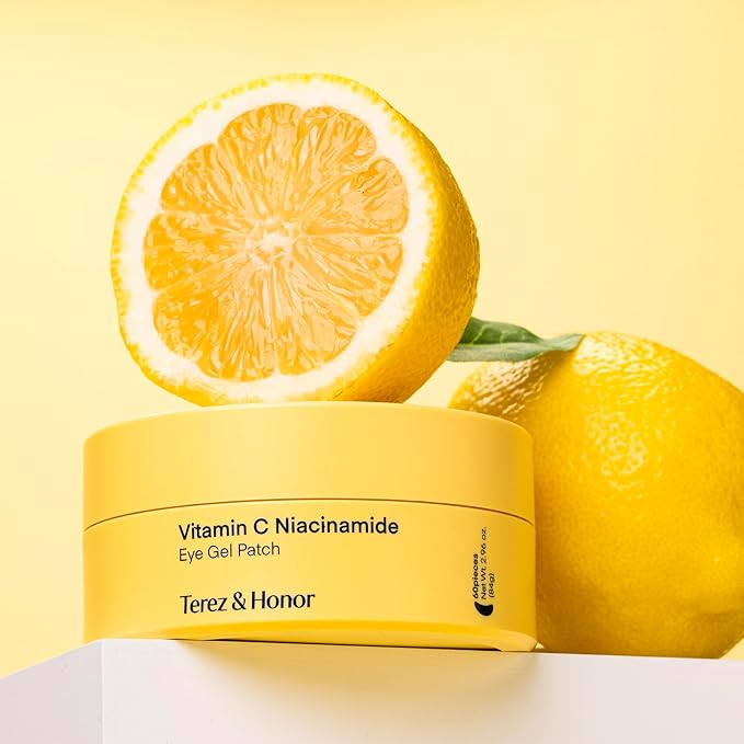 TEREZ & HONOR Vitamin C Eye Patches - 60 Pcs Korean Brightening & Hydrating Under Eye Masks with Tranexamic Acid, Caffeine, Hyaluronic Acid - Dark Circles, Puffiness & Wrinkles Hydrogel Treatment