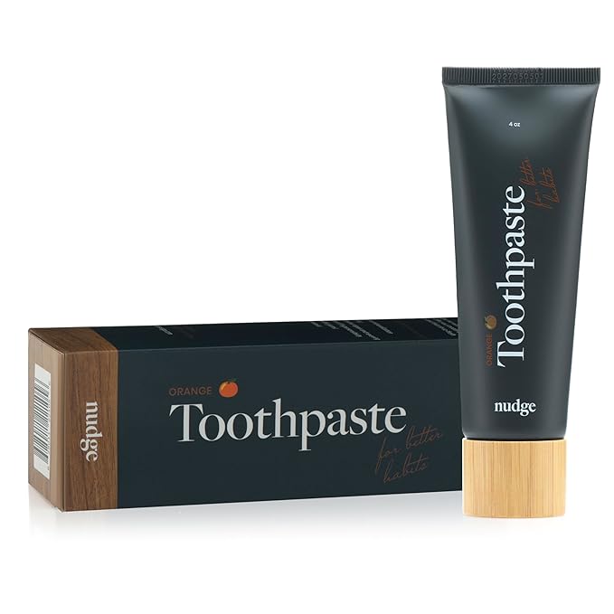 Nudge 10% Nano Hydroxyapatite Toothpaste, Remin+ Formula with Vitamin E, Fluoride-Free, SLS-Free, Helps Remineralize Enamel, Supports Dry Mouth Relief and Sensitive Teeth, Orange, 4.5 oz