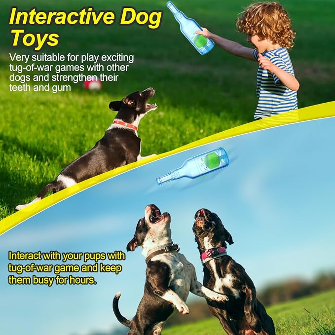 Water Bottle Dog Toy for Aggressive Chewers, Cute Squeaky Indestructible Water Bottle Dogs Chew Toys for Medium/Small Dogs Interactive Dog Toys to Exercise and Accompany (Blue)