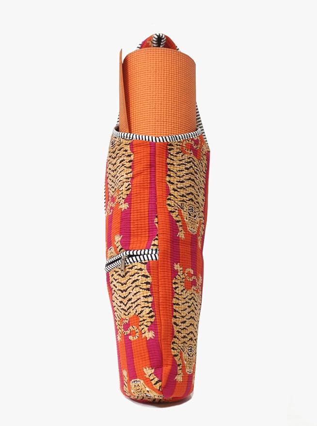 INDIAN CRAFT CASTLE Yoga Mat Bag | Tote Mat Bag | Sling Yoga Tote w/Large Side Pocket & Zipper Pocket | Yoga Mat Carrier Fits Most Size Mats