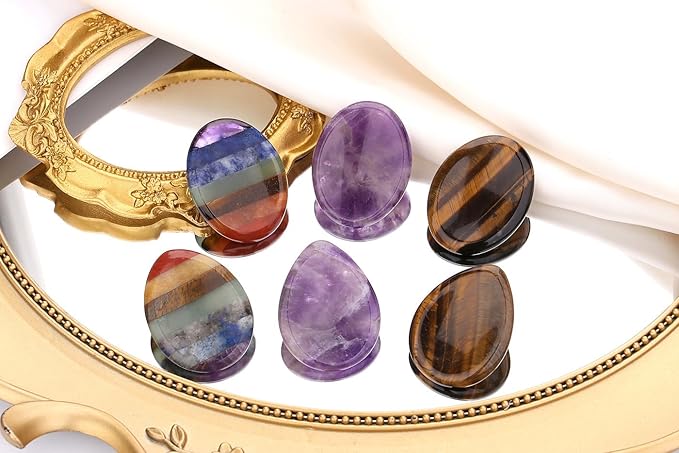 QINJIEJIE Thumb Worry Stone for Anxiety 7 Chakra Crystals Healing Stones Meditation Accessories Oval Palm Chakra Worry Stones Anxiety Depression Relief Items for Adults