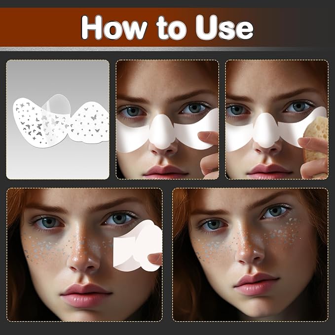 10 PCS Glitter Freckles Face Tattoo Sparkles Makeup Patches Stickers for Women Girls Fairy Accessories Rave Festival Trinkets Accessories