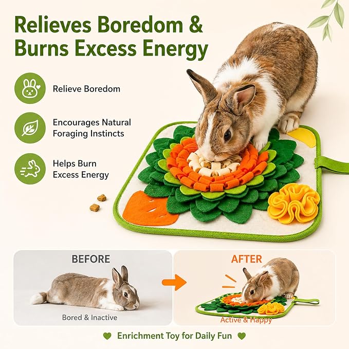 Rabbit Foraging Mat Interactive Bunny Snuffle Mat for Small Animals