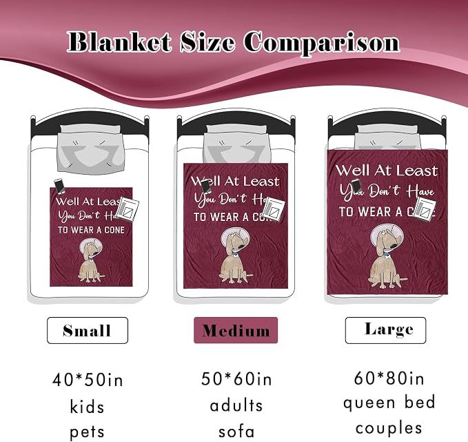 Get Well Gifts for Women/Men After Surgery Red Blanket 50"x60" | Feel Better/Get Well Soon Gifts for Women, Surgery Recovery Gift for Men, at Least You Dont Have to Wear A Cone
