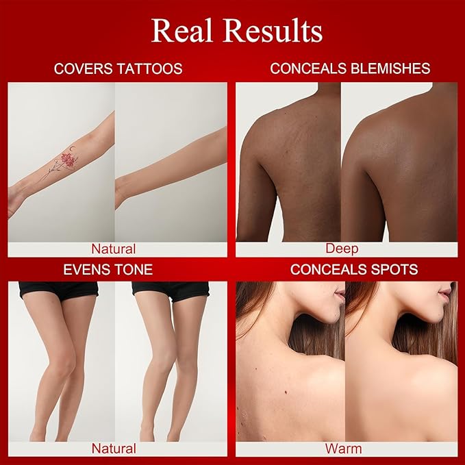Body Coverage Perfector - Tattoo Cover Up Makeup,Body Foundation,Waterproof No Transfer Leg & Body Makeup (DEEP)