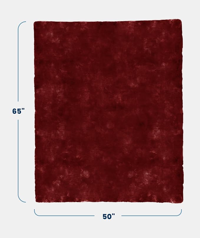 Everlasting Comfort Soft & Comfortable Red Faux Fur Throw Blanket for Couch - (50"x65") Minky & Fluffy Fall Blankets & Throws, Plush Fuzzy Cover for Bed, Sofa & Living Room - Cozy Home Decor