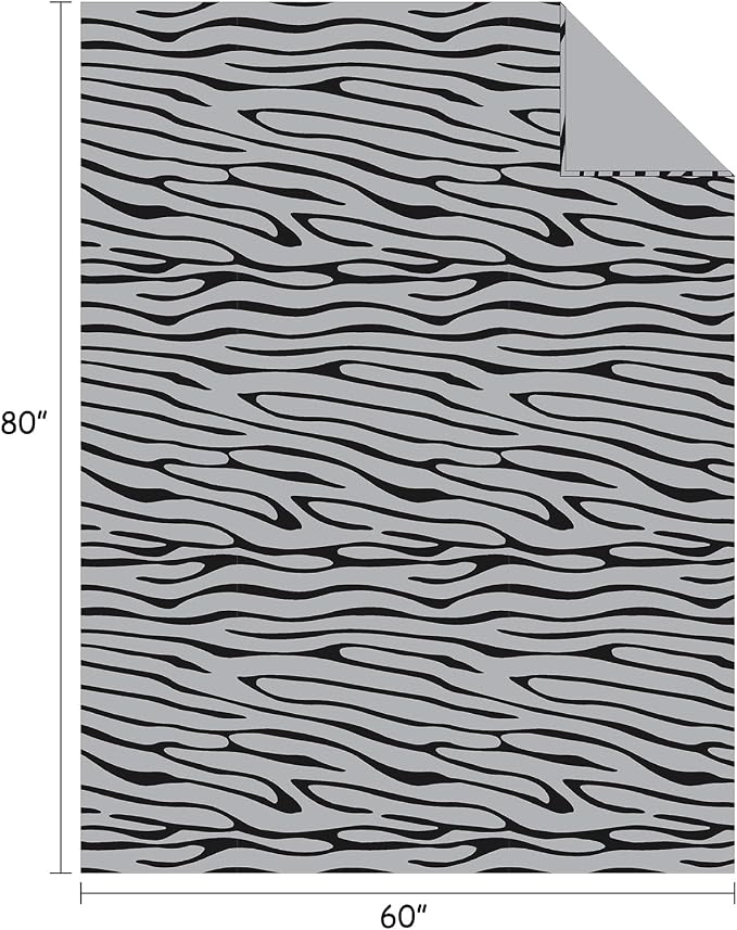 Flannel Fleece Throw Blanket, Lightweight Cozy Plush Microfiber Bedspreads for Adults,60 by 80-Inch,Black Zebra