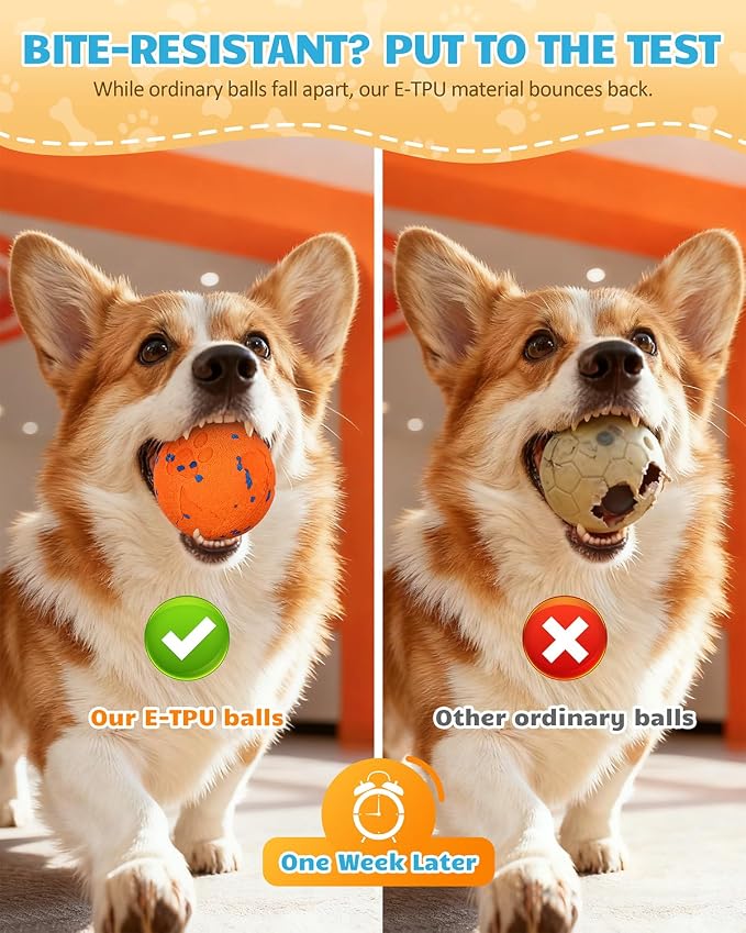 Interactive Dog Ball for Large Dogs, Self Moving Toy with Bouncing & Vibrating, 3.1" Chew-Resistant E-TPU, Indestructible, IPX7 Waterproof, Low Noise, Gift Bag – Perfect for Medium/Large Breed Dogs
