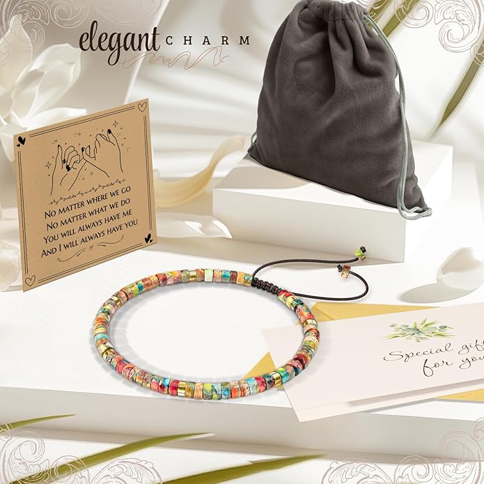 Inspirational Gifts Bracelets for Women: Valentines Mothers Day Birthday Gifts for Women Friends Sister Mom - Healing Natural Stone Beads Bracelets Thinking of you Get Well Soon Gift for Women