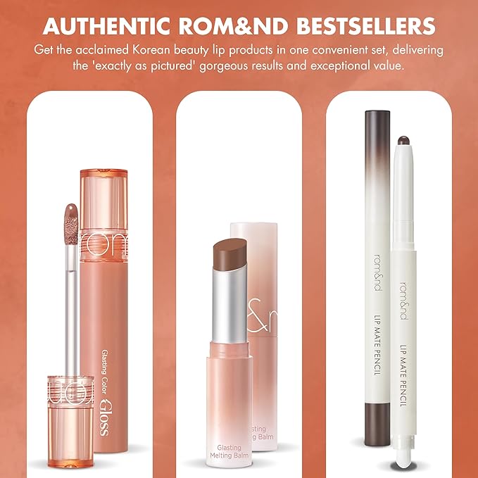 rom&nd Volume Hack Trio Mocha Mousse Lip Set | K-Beauty Plumping Gloss, Hydrating Balm & Smooth Liner | Achieve Defined, High-Shine Lips for Viral Looks.