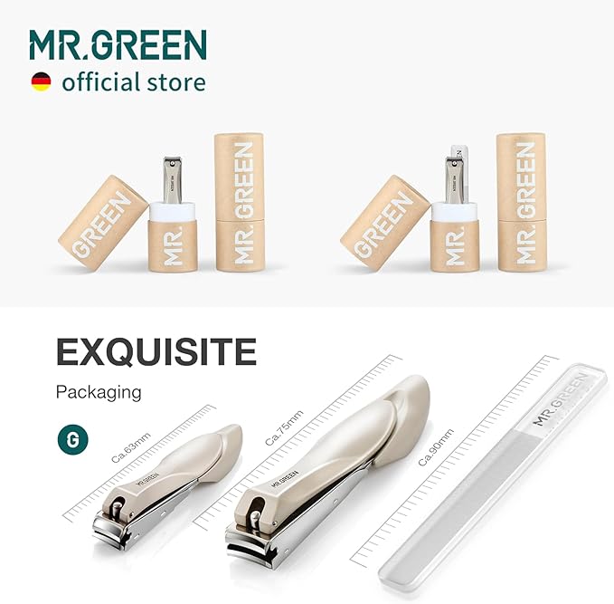MR.GREEN Nail Clippers Stainless Steel Anti Splash Fingernail Cutter Manicure Tools Bionics Design Pedicure Scissor Nail Trimmer (Nail Clipper (Large)+Nail File)