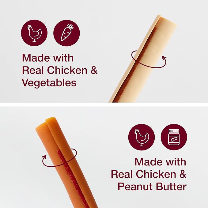 SmartBones SmartSticks, Treat Your Dog to a Rawhide-Free Chew Made With Real Meat and Vegetables | With Real Peanut Butter & Chicken, Easy To Digest Chew, Vitamin & Mineral Enriched, Supports Dental Health, For Small Dogs