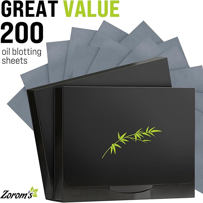 Natural Oil Blotting Sheets for Face with Bamboo Charcoal - 2pk/200 Makeup Friendly Oil Absorbing Sheets for Face - Blotting Papers for Oily Skin - Perfect for Keeping in Purse - Oil Control Film