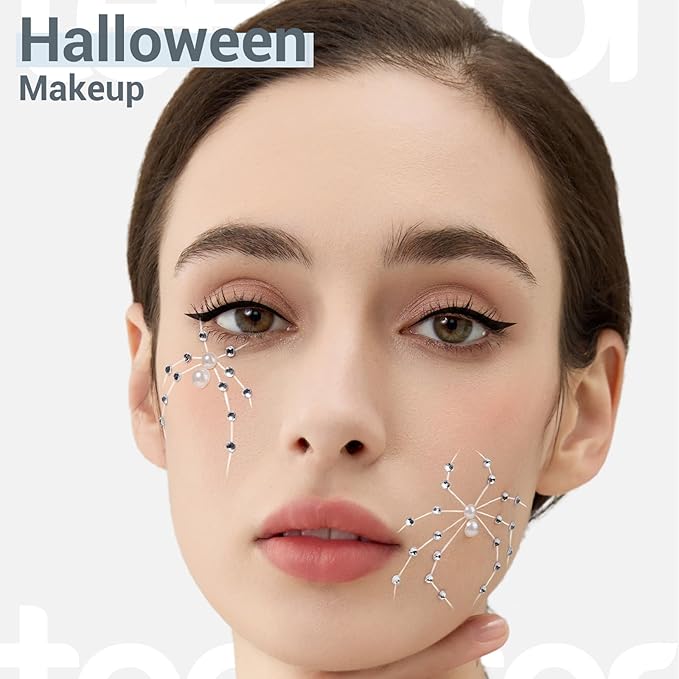 Teenitor Self Adhesive Face Gems, Face Gems Rhinestones Pearl Stickers, Hair Accessories for Girls, Rave Accessories for Women, Face Jewels for Face, Eye, Hair, Body