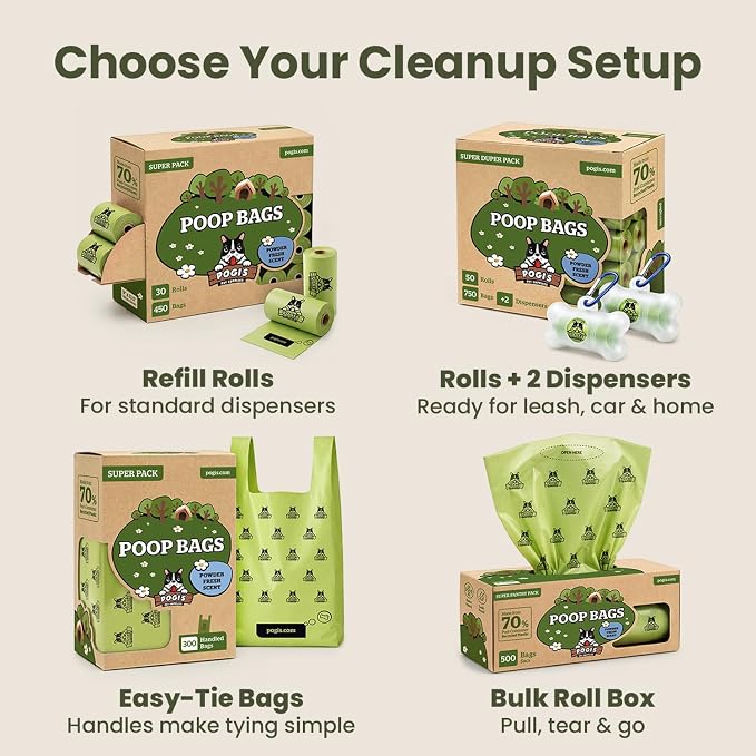 Pogi’s Dog Poop Bags with Handles – Extra-Thick, Leak-Proof, Large, Fresh Scent, 300-Count