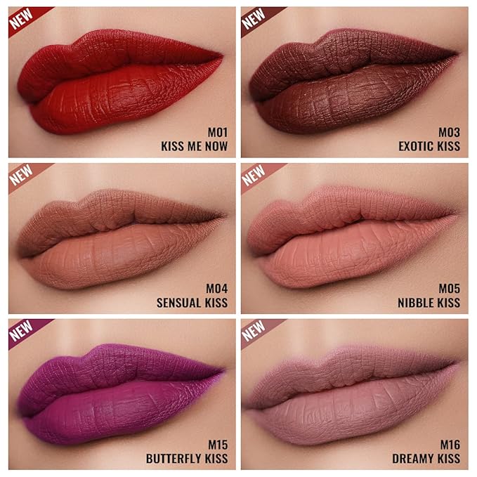 Oulac Pink Matte Lipstick Set for Women,Purple, Orange Lip Stain Long Lasting Waterproof, No Transfer, Creamy High Pigmented Formula with Rose Oil, Vegan & Cruelty-Free (M06+M07+M14)