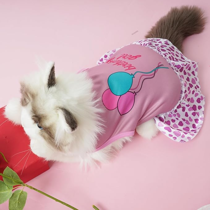 Pistha 4 Pack Dog Dresses Adorable Girl Puppy Printed Dresses Pets Apparel | Printed Pet Doggy Clothes for Small Dogs Cats Girl Holiday Apparel Dresses