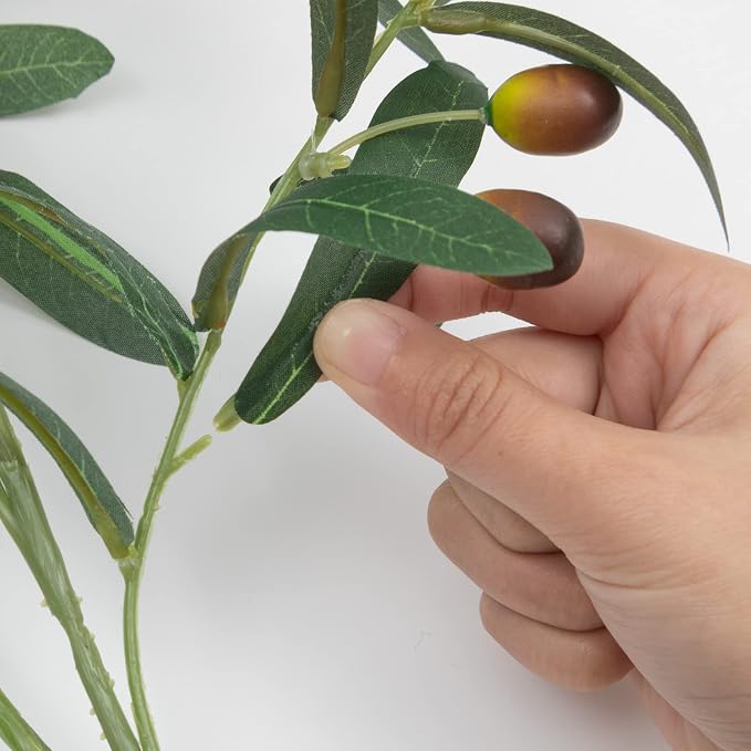 SHACOS 6 PCS Fake Olive Branches for Vases 39" Tall Long Greenery Stems Faux Olive Tree Branches Artificial Olive Leaf Stems with Olive Fruits Fake Plant for Home Wedding Greenery Decor
