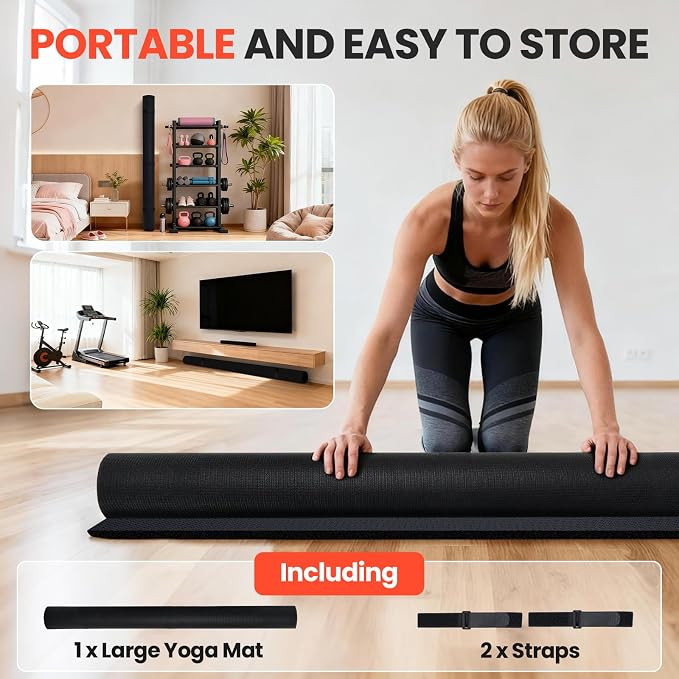 Stepwaver Extra Large Exercise Mat, 7'x5' 8'x6' 10'x6' (8mm) Extra Thick Workout Mats for Home Gym Flooring, Non-Slip, Ultra Durable, High-Density Gym Mat for Cardio,Yoga, Jump Rope, MMA, Weights