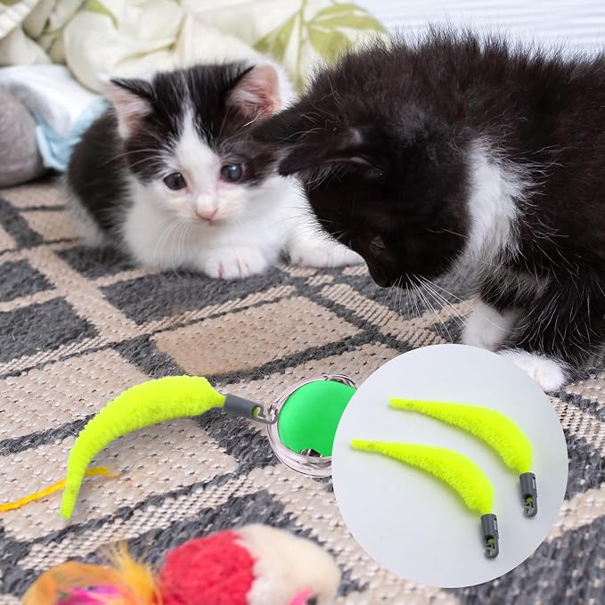 BOXOB 20pcs Cat Ball Replacement Tails, Automatic Moving Interactive Toy