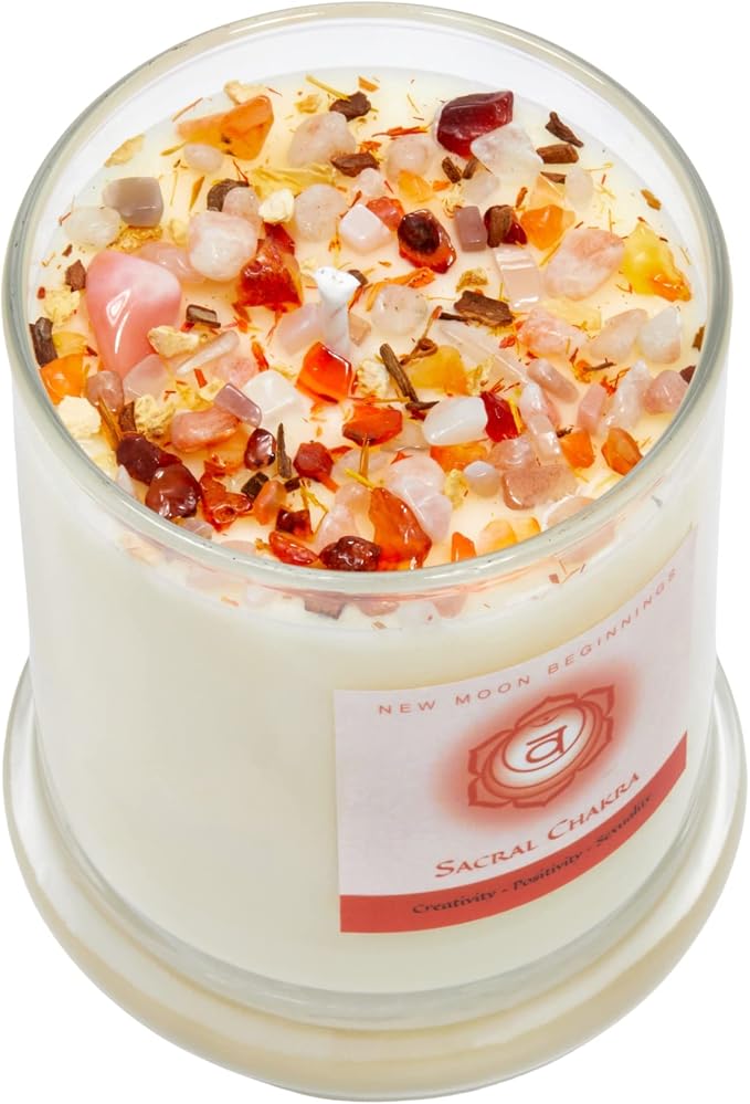 New Moon Beginnings Sacral Chakra Candle - Chakra Candles - Set of 6 Tealights - Orange, Cypress, Oakmoss Scent