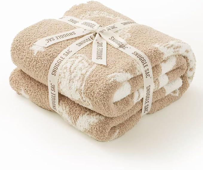 Snuggle Sac Western Throw Blanket for Couch Bed Sofa 50x60 inches, Reversible Beige Cowgirl Blanket Ultra Soft Cozy Blankets for Women Mothers Birthday Gifts