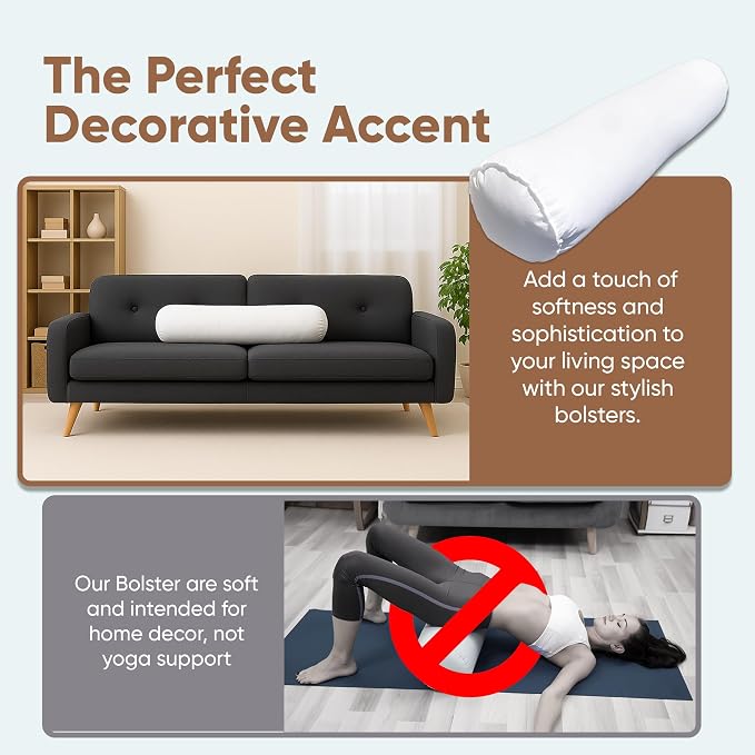 Pillowflex Bolster Pillow (9x10) - Round Roll Pillow Bolster Insert, Plush Polyester-Filled Insert for Decorative Shams, Odorless, Lint and Dust-Free Polyester Filling, No Lumps - (White)