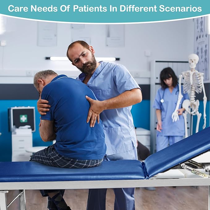 Adjustable Patient Treatment Table,Doctor Bed with Folding Legs is stable and durable,Folding Medical Exam Table holds 500 lbs,for Clinical examination table、Massage Table、Spa Beds、Beauty (blue)