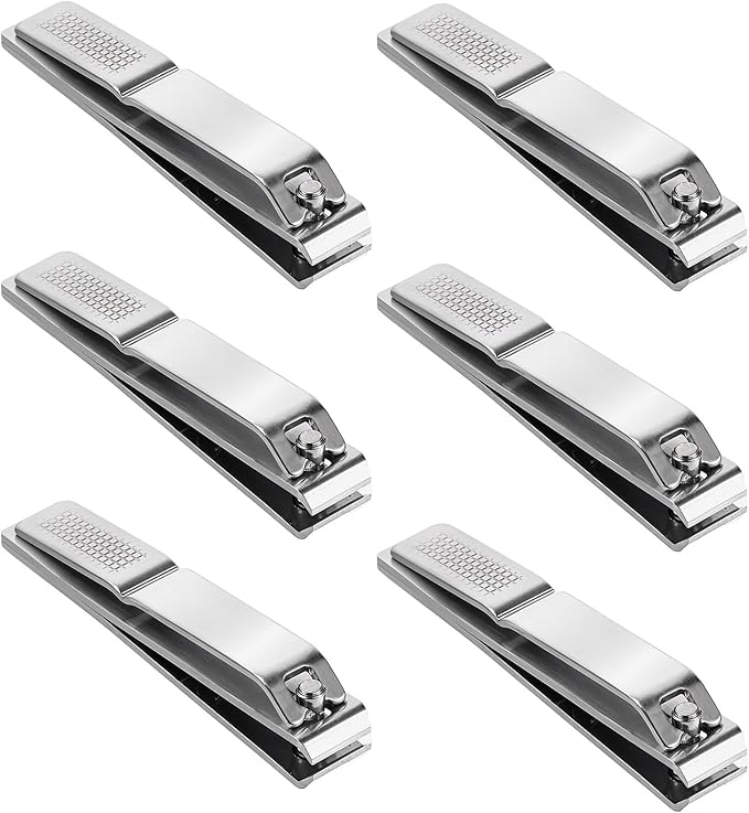6 Pieces Straight Nail Clippers for Thick Nails Edge Toenails Clippers Stainless Steel Nails Cutters Heavy Duty Fingernail Clipper for Men Women