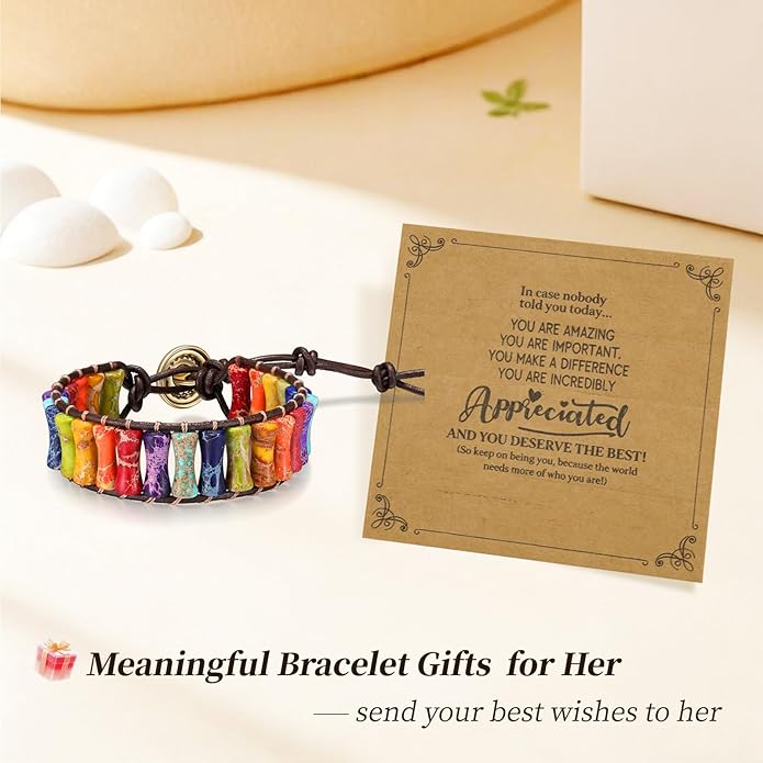 Inspirational Gifts Healing Bracelets for Women,Get Well Soon Encouragement Gifts for Women Friends Sister Mom,Handmade Natural Stone Healing boho Friendship Jewelry for women