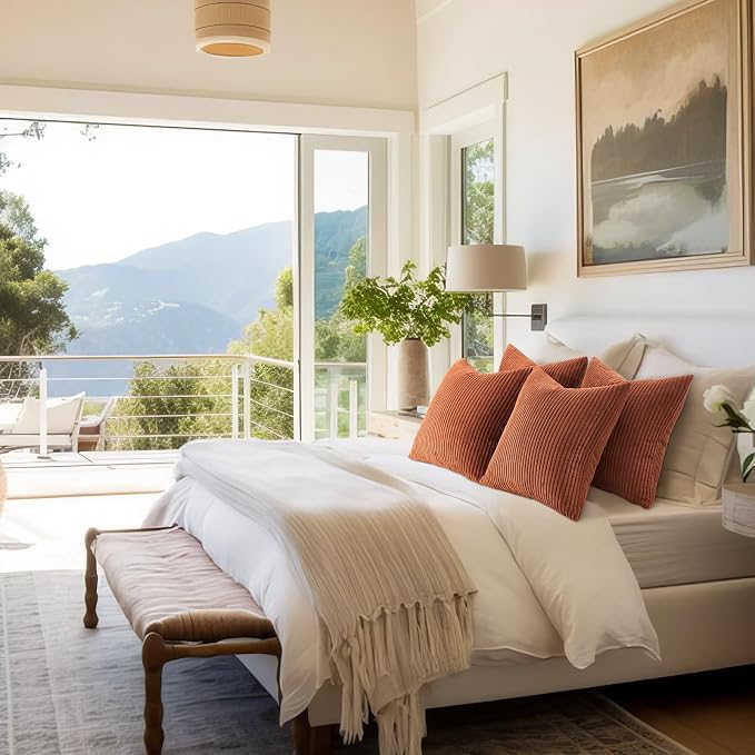 Topfinel Decorative Terracotta Throw Pillow Covers Cushion Cases, Set of 4 Soft Velvet Modern Double-Sided Designs, Rustic Fall Home Decor, Pillow Inserts Not Included 18x18 inch