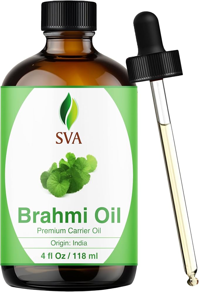 SVA Brahmi Oil - 4 Fl Oz - for Face, Skin Care, Hair Care, Scalp Massage & Body Massage – Carrier Oil with Dropper