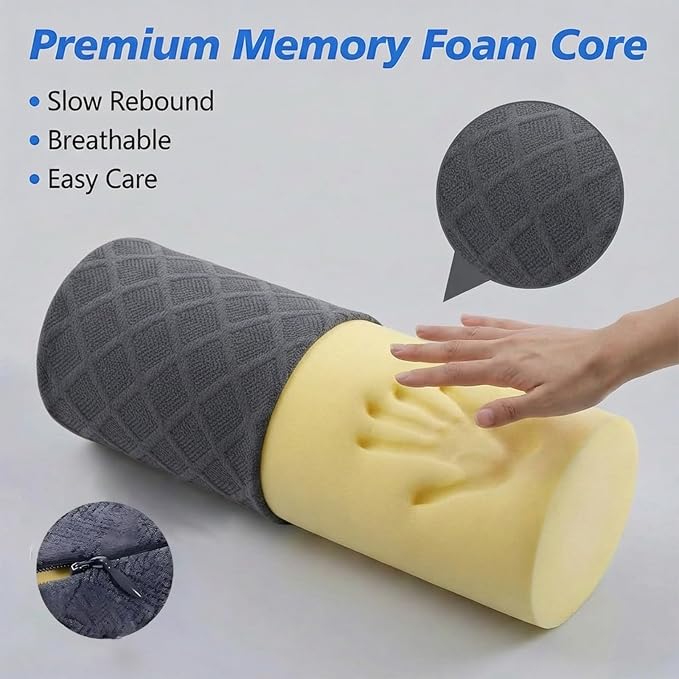 4.7" Neck roll Pillow,Small Round Circle Pillow Cylinder Pillows | Cervical Memory Foam Neck Support Pillows,for Sleeping,Head,Neck,Bed,Back,and Legs Round Neck Support and Yoga Pain Relief