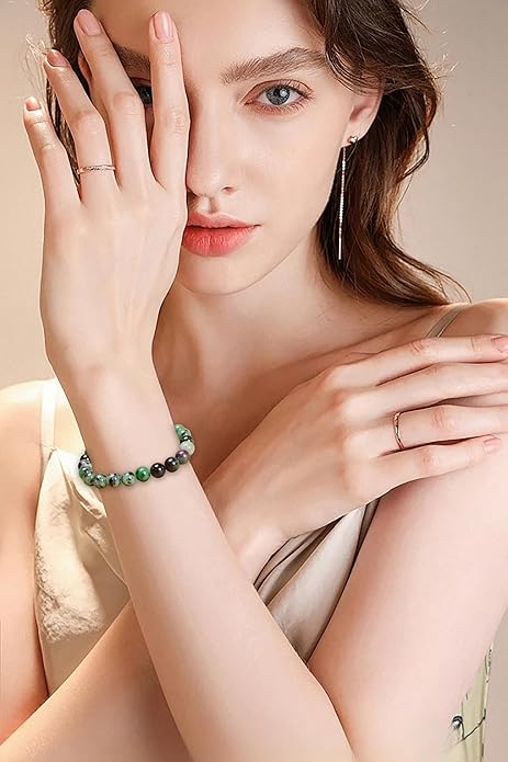 AD Beads Handmade Gemstone Stretch Elastic Bracelet Crystal Healing Reiki Nature's Beauty and Spiritual Essence Unisex