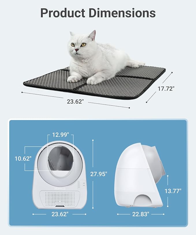 CATLINK Upgrade Automatic Cat Litter Box Self Cleaning with Mat | Double Odor Removal with odor purifier (optional) and carbon filter, Cat Litter Box for Multiple Cats from 3.5~22 lbs