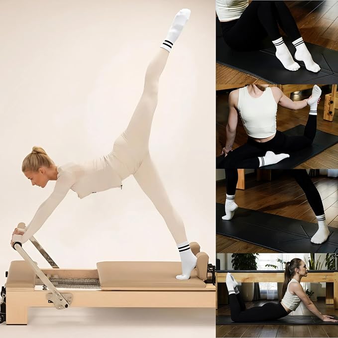 COOLMATE Pilates Socks with Grips for Women, Yoga Socks, Crew Non Slip Women for Barre, Pilates Gifts for Women