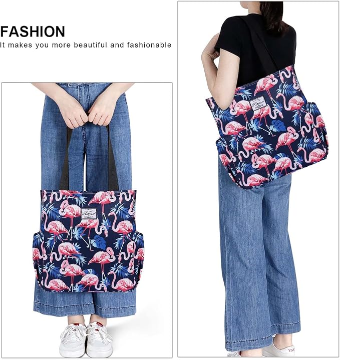 KAMO Floral Tote Bag - Waterproof Lightweight Handbags Travel Shoulder Bag for Hiking Yoga Gym Swimming Travel Beach