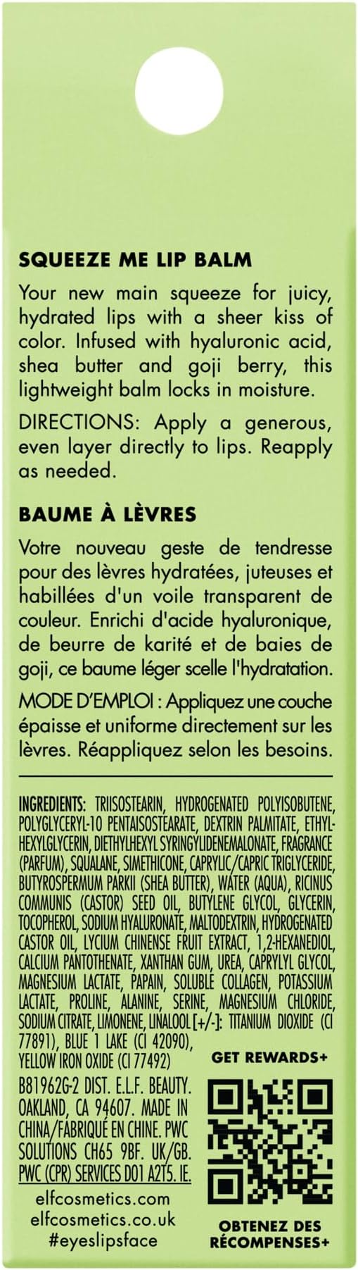 e.l.f. Squeeze Me Lip Balm, Moisturizing Lip Balm for A Sheer Tint of Color, Infused with Hyaluronic Acid, Vegan & Cruelty-Free