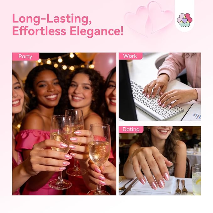 SAVILAND Valentine Nail Polish Set: Quick Dry 6 Colors Cat Eye Nail Polish Shimmer Romantic Pink Series Magnetic Cateye Fingernail Polish with Magnet Stick DIY Manicure Gift for Women Girls10ml