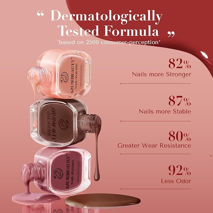 AZUREBEAUTY Jelly Nail Polish 4 Colors Sheer Red Quick Dry Nail Polish Set Natural Brown Purple Nail Polish Kit with Top Coat Transparent Long Lasting Nail Art Gift Women