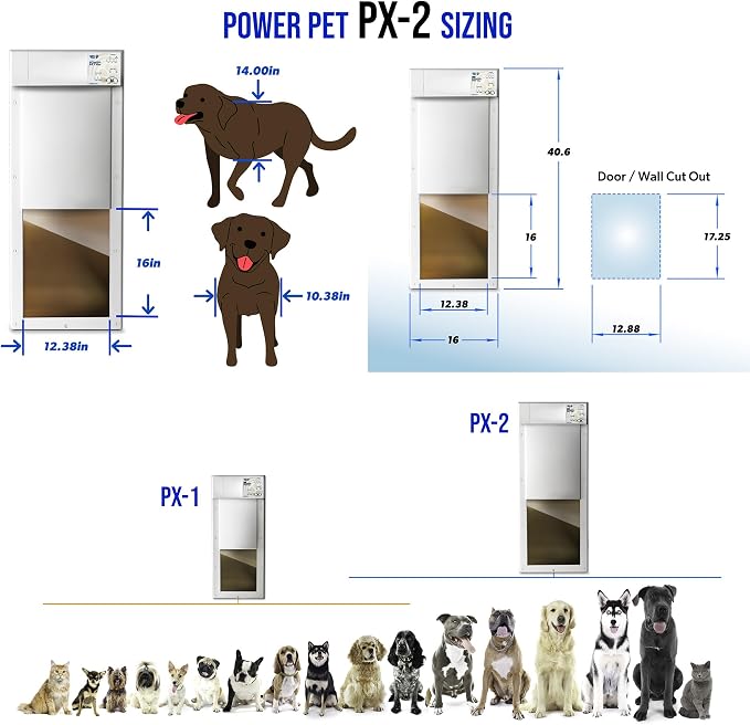 Power Pet Smart Automatic Electronic Pet Door by High Tech Pet (Patio Regular - 75" - 80 1/4", Large, Non-WiFi)