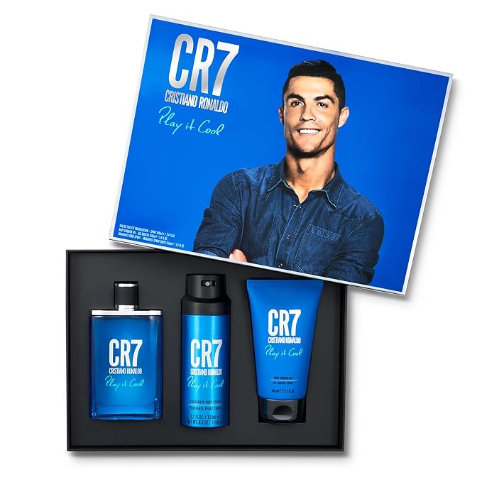 Play It Cool by Cristiano Ronaldo for Men - 3 Pc Gift Set 3.4oz EDT Spray, 5.1oz Shower Gel, 4.1oz Body Spray