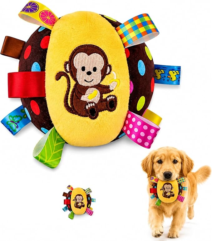 Colorful Squeaky Hanging Dog Training Toy, Hanging Ball for Dogs, 6-Inch Soft Stuffed Ball with Cotton Material, Pet Interactive Fetch Toy for Dog(1)