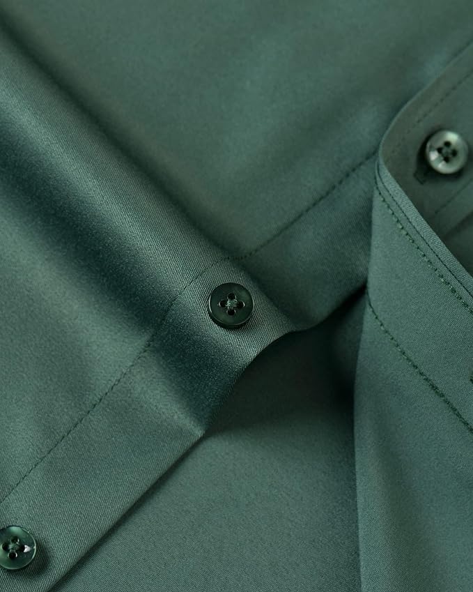 J.VER Men's Dress Shirts Solid Long Sleeve Stretch Wrinkle-Free Formal Shirt Business Casual Button Down Shirts