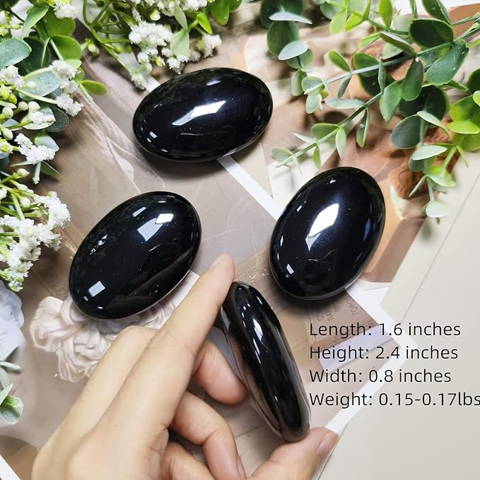ZHIYUXI 2.4" Black Obsidian Crystals Stone Healing Crystals Gemstones and Crystals Decor Worry Stone Energy Balancing Therapy Polished Stones Palm Stone Room Decor Mediation Gifts 1PC