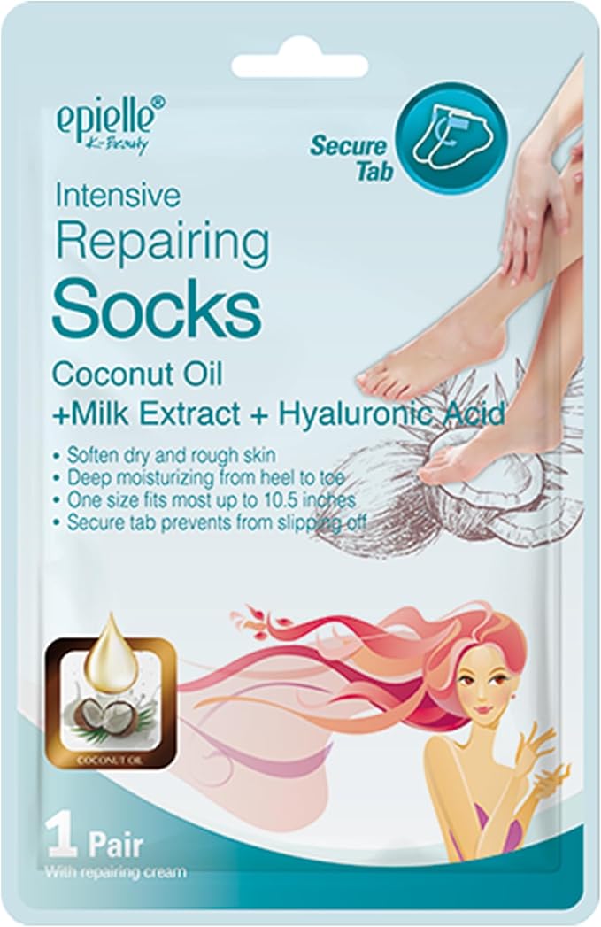 Epielle Intensive Repairing Hand & Foot Masks for Dry, Cracked Skin, Self Care Gifts for Women, Spa Kit, Stocking Stuffers, Thanksgiving Essentials, 6 Moisturizing Gloves & 6 Moisturizing Socks