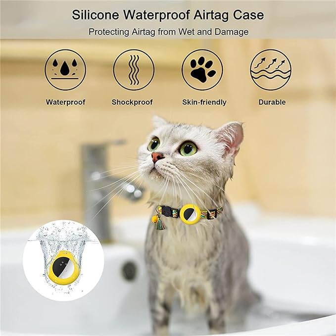 AirTag Cat Collar – Lightweight Breakaway Woven Cat Collar with Secure Holder for Apple AirTag, Adjustable with Bell for Cats & Kittens (Twilight Bloom) | Amazegoods