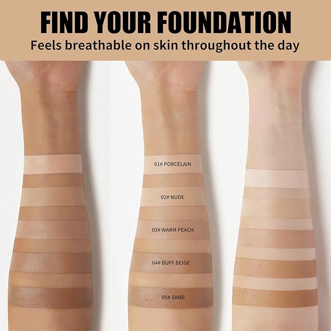 Liquid Foundation Makeup, Full Coverage Foundation + Matte Foundation Face Makeup for Evens Skin Tone Cruelty-Free Natural Finish 1 Fl Oz (Sand)