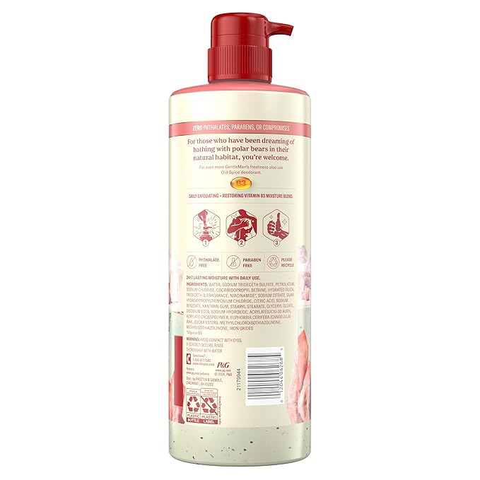 Old Spice GentleMan's Exfoliating & Moisturizing Body Wash for Men, 24/7 Shower Fresh with Long Lasting Scent, Renewing Vitamin B3 Blend, Himalayan Sea Salt + Glacier Water Scent, 26 oz